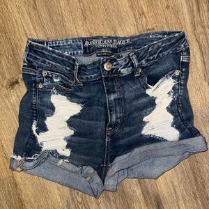 American Eagle Outfitters Dark Blue Ripped Jean Shorts